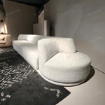 Modern Curved Modular Sofa with 360° Rotatable End Modules & Premium Textured Fabric